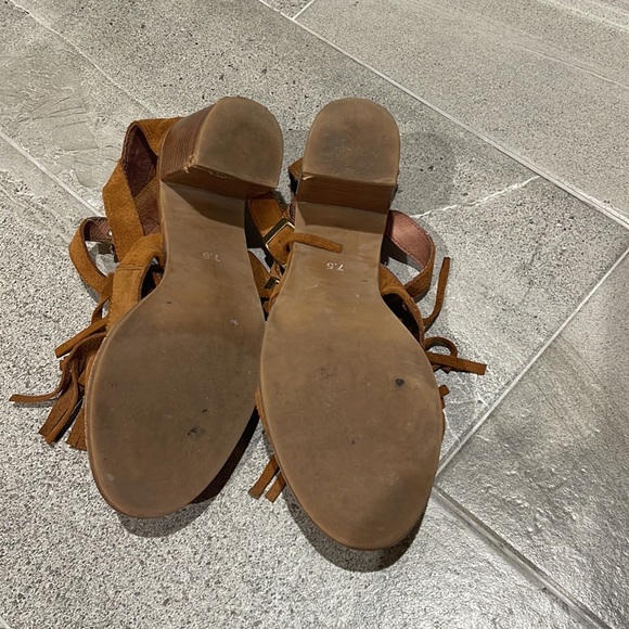 Jeffrey Campbell brown suede fringe midi heel sandal - Picture 5 of 6